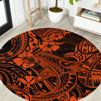 hawaii-shark-round-carpet-polynesian-pattern-orange-version