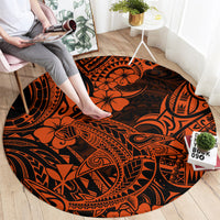 hawaii-shark-round-carpet-polynesian-pattern-orange-version