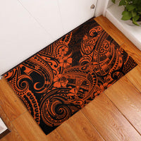 Hawaii Shark Rubber Doormat Polynesian Pattern Orange Version - Wonder Print Shop