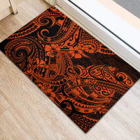 Hawaii Shark Rubber Doormat Polynesian Pattern Orange Version - Wonder Print Shop