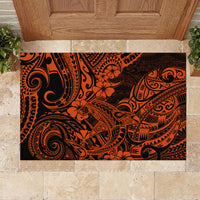 Hawaii Shark Rubber Doormat Polynesian Pattern Orange Version - Wonder Print Shop