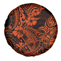 Hawaii Shark Spare Tire Cover Polynesian Pattern Orange Version - Wonder Print Shop