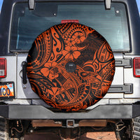 Hawaii Shark Spare Tire Cover Polynesian Pattern Orange Version - Wonder Print Shop