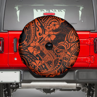 Hawaii Shark Spare Tire Cover Polynesian Pattern Orange Version - Wonder Print Shop