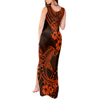 Hawaii Shark Tank Maxi Dress Polynesian Pattern Orange Version - Wonder Print Shop