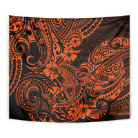 Hawaii Shark Tapestry Polynesian Pattern Orange Version - Wonder Print Shop
