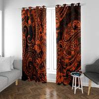 Hawaii Shark Window Curtain Polynesian Pattern Orange Version - Wonder Print Shop
