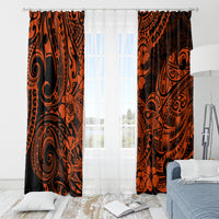 Hawaii Shark Window Curtain Polynesian Pattern Orange Version - Wonder Print Shop