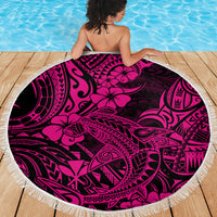 Hawaii Shark Beach Blanket Polynesian Pattern Pink Version - Wonder Print Shop