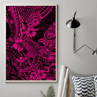 Hawaii Shark Canvas Wall Art Polynesian Pattern Pink Version - Wonder Print Shop