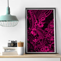 Hawaii Shark Canvas Wall Art Polynesian Pattern Pink Version - Wonder Print Shop