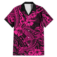 Hawaii Shark Family Matching Mermaid Dress and Hawaiian Shirt Polynesian Pattern Pink Version - Wonder Print Shop