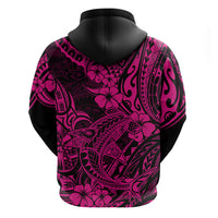 Hawaii Shark Hoodie Polynesian Pattern Pink Version - Wonder Print Shop