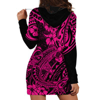 Hawaii Shark Hoodie Dress Polynesian Pattern Pink Version - Wonder Print Shop