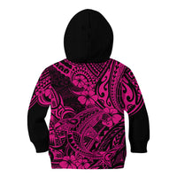 Hawaii Shark Kid Hoodie Polynesian Pattern Pink Version - Wonder Print Shop