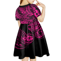 Hawaii Shark Kid Short Sleeve Dress Polynesian Pattern Pink Version - Wonder Print Shop