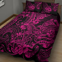 Hawaii Shark Quilt Bed Set Polynesian Pattern Pink Version - Wonder Print Shop