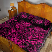 Hawaii Shark Quilt Bed Set Polynesian Pattern Pink Version - Wonder Print Shop