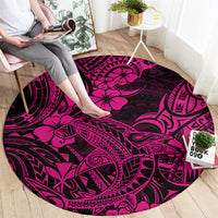 hawaii-shark-round-carpet-polynesian-pattern-pink-version