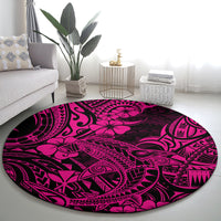hawaii-shark-round-carpet-polynesian-pattern-pink-version