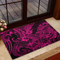 Hawaii Shark Rubber Doormat Polynesian Pattern Pink Version - Wonder Print Shop