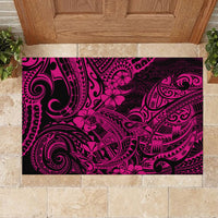Hawaii Shark Rubber Doormat Polynesian Pattern Pink Version - Wonder Print Shop