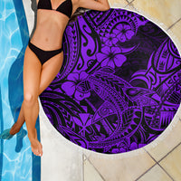 Hawaii Shark Beach Blanket Polynesian Pattern Purple Version - Wonder Print Shop