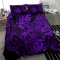 Hawaii Shark Bedding Set Polynesian Pattern Purple Version - Wonder Print Shop