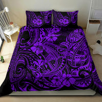 Hawaii Shark Bedding Set Polynesian Pattern Purple Version - Wonder Print Shop