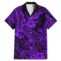 Hawaii Shark Family Matching Mermaid Dress and Hawaiian Shirt Polynesian Pattern Purple Version - Wonder Print Shop