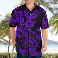 Hawaii Shark Hawaiian Shirt Polynesian Pattern Purple Version - Wonder Print Shop