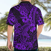 Hawaii Shark Hawaiian Shirt Polynesian Pattern Purple Version - Wonder Print Shop