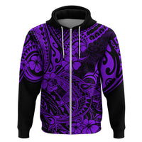 Hawaii Shark Hoodie Polynesian Pattern Purple Version - Wonder Print Shop