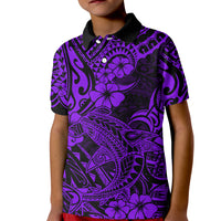 Hawaii Shark Kid Polo Shirt Polynesian Pattern Purple Version - Wonder Print Shop