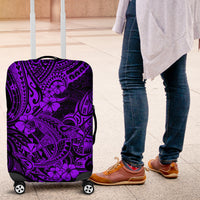 Hawaii Shark Luggage Cover Polynesian Pattern Purple Version - Wonder Print Shop