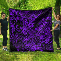 Hawaii Shark Quilt Polynesian Pattern Purple Version - Wonder Print Shop