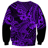 Hawaii Shark Sweatshirt Polynesian Pattern Purple Version - Wonder Print Shop