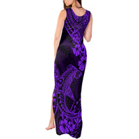 Hawaii Shark Tank Maxi Dress Polynesian Pattern Purple Version - Wonder Print Shop