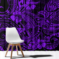 Hawaii Shark Window Curtain Polynesian Pattern Purple Version - Wonder Print Shop