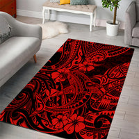 Hawaii Shark Area Rug Polynesian Pattern Red Version - Wonder Print Shop