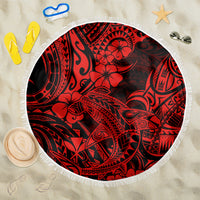 Hawaii Shark Beach Blanket Polynesian Pattern Red Version - Wonder Print Shop