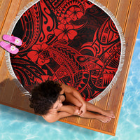 Hawaii Shark Beach Blanket Polynesian Pattern Red Version - Wonder Print Shop