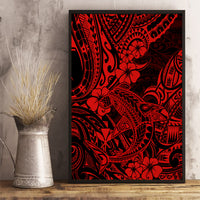 Hawaii Shark Canvas Wall Art Polynesian Pattern Red Version - Wonder Print Shop
