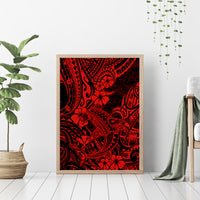 Hawaii Shark Canvas Wall Art Polynesian Pattern Red Version - Wonder Print Shop