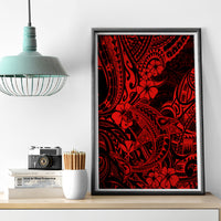 Hawaii Shark Canvas Wall Art Polynesian Pattern Red Version - Wonder Print Shop