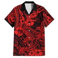 Hawaii Shark Family Matching Long Sleeve Bodycon Dress and Hawaiian Shirt Polynesian Pattern Red Version - Wonder Print Shop