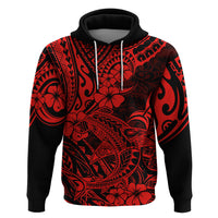Hawaii Shark Hoodie Polynesian Pattern Red Version - Wonder Print Shop