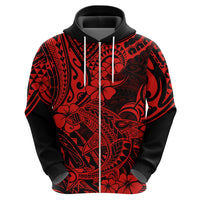 Hawaii Shark Hoodie Polynesian Pattern Red Version - Wonder Print Shop