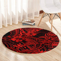 hawaii-shark-round-carpet-polynesian-pattern-red-version