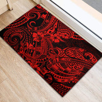 Hawaii Shark Rubber Doormat Polynesian Pattern Red Version - Wonder Print Shop